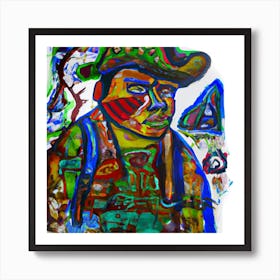 Tired Hiker In A Hat Art Print