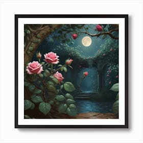 Roses In The Garden 2 Art Print