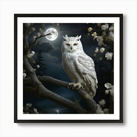 Owl In The Moonlight Art Print