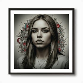 Girl With A Tattoo Art Print