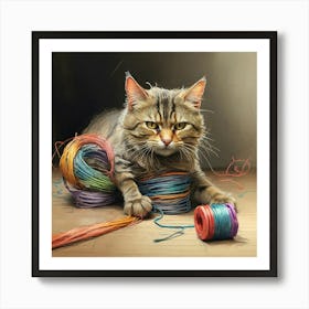 Cat With Yarn 6 Art Print