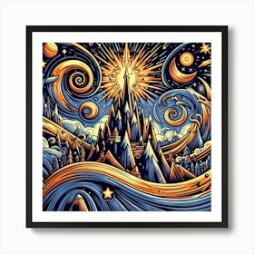 Night In Spirals Art Print