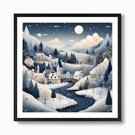 Winter Village for Christmas 4 Art Print