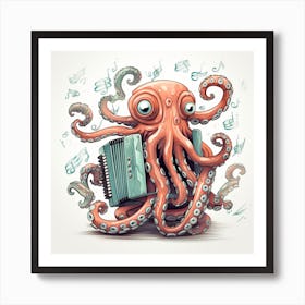 Octopus Playing Accordion Art Print