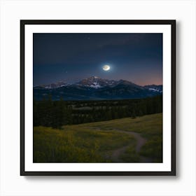 Moonrise Over The Mountains Art Print