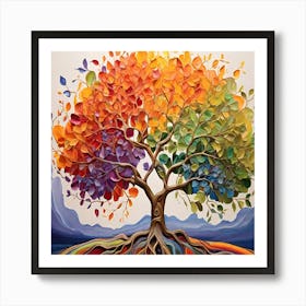 Rainbow  Soul Tree  Colorful  Watercolor Art Print