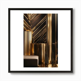 Gold And Black Stripes Art Print