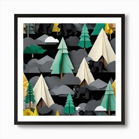 Black Bears In The Forest 1 Art Print