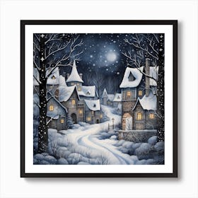 Snow-kissed Reverie: Seamless Christmas Ink Delight Art Print