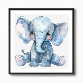 Little Elephant Watercolor Painting Art Print