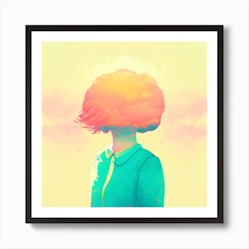 Girl With A Cloud On Her Head 1 Art Print