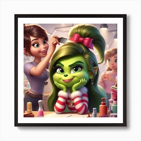 Girl Getting Her Hair Done Art Print