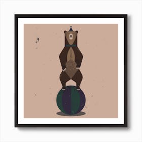 Circus Bear Square Art Print