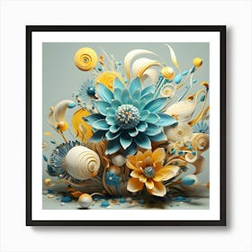 3d Flower Arrangement Art Print