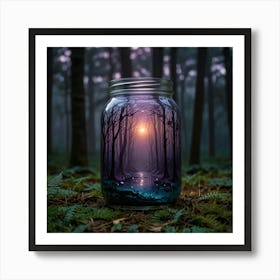 Mason Jar Forest Art Print