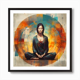 Women Meditating Abstracts By Csaba Fikker 19 Art Print