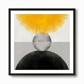 Abstract Yellow Grey And Black (2) Art Print