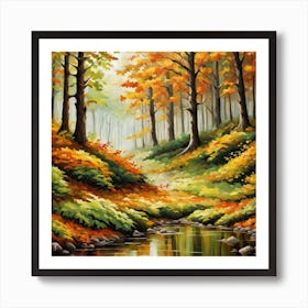 Forest In Autumn In Minimalist Style Square Composition 93 Art Print