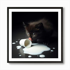 Kitten Drinking Milk 2 Art Print