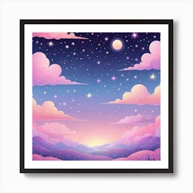 Sky With Twinkling Stars In Pastel Colors Square Composition 220 Art Print