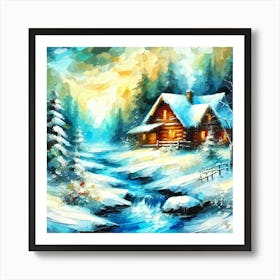 Oil Texture Log Cabin 4 Art Print