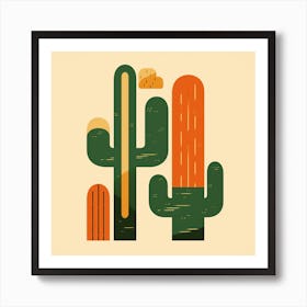Rizwanakhan Simple Abstract Cactus Non Uniform Shapes Petrol 72 Art Print