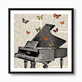 Piano With Butterflies Art Print