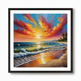 Sunset On The Beach Art Print