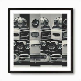 Black And White Car Headlights Art Print