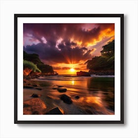 Sunset At The Beach 150 Art Print