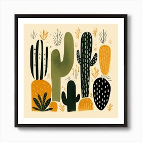 Rizwanakhan Simple Abstract Cactus Non Uniform Shapes Petrol 85 Art Print