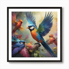 Colorful Birds 1 Art Print