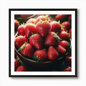 Red Strawberries In A Bowl Art Print