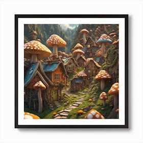 An Intricate Village Made Of Psychedelic Mushrooms Art By Greg Rutkowsk 3d Render By Jacob Lawren Art Print