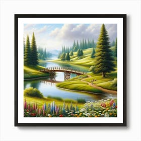 Bridge Over The Stream Art Print