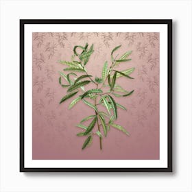 Vintage Sweetfern Botanical on Dusty Pink Pattern n.1229 Art Print