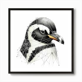 Penguin Head Line Drawing - Wild Bird Artwork 160 Art Print