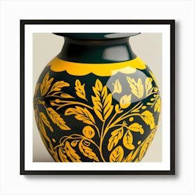 Gold And Black Vase Art Print