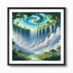 Rainbow Waterfall Art Print