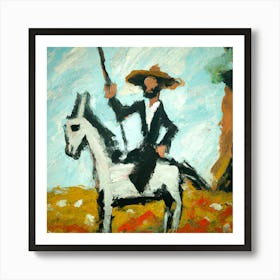 An Impressionist Oil Painting Of Don Quixote Art Print