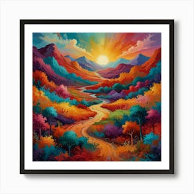 Sunset In The Mountains 1 Art Print