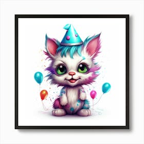 Birthday Cat 5 Art Print