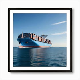 Container Ship In The Ocean Art Print