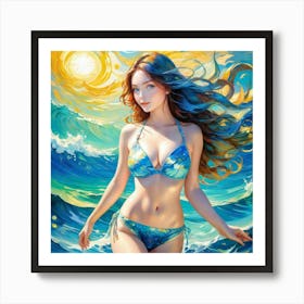 Beautiful Woman In Bikinifuj Art Print