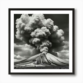 Black And White Image Of A Volcano 4 Art Print