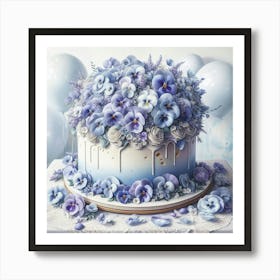 Blue Pansy Cake Art Print