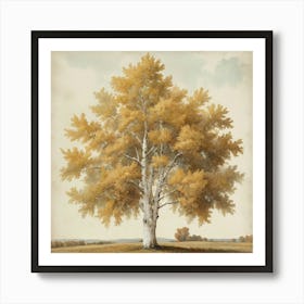 White Poplar Vintage Autumn Tree Print Art Print 2 Poster