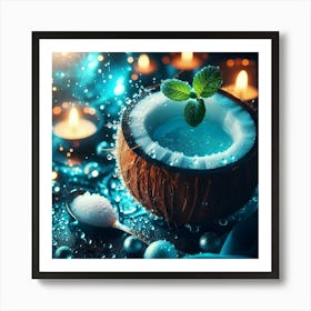 Coconut with water splash Art Print