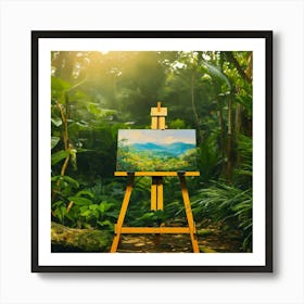 Easel In The Forest Art Print