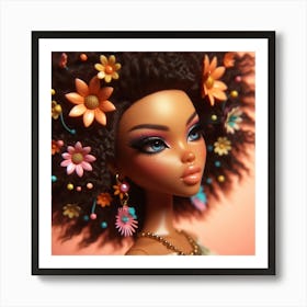 Barbie Doll With Flowers Art Print